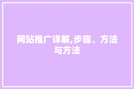 网站推广详解,步骤、方法与方法