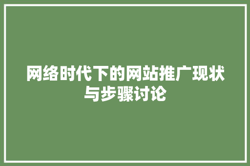 网络时代下的网站推广现状与步骤讨论