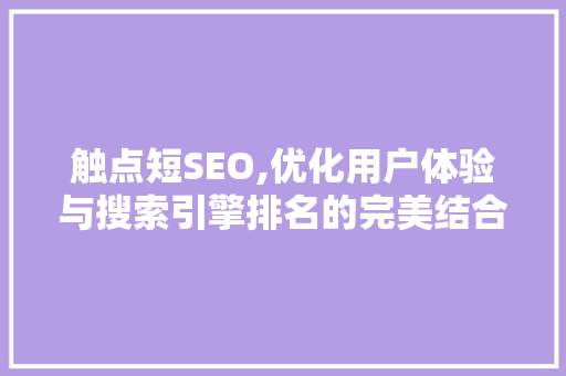 触点短SEO,优化用户体验与搜索引擎排名的完美结合