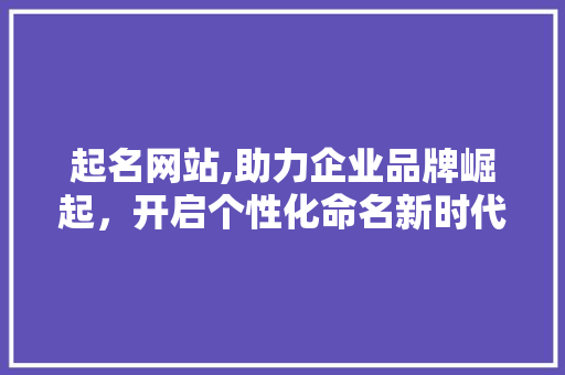 起名网站,助力企业品牌崛起，开启个性化命名新时代