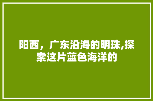 阳西,广东沿海的明珠,探索这片蓝色海洋的 阳西,广东沿海的明珠,探索这片蓝色海洋的