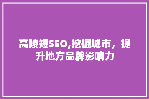 高陵短SEO,挖掘城市，提升地方品牌影响力
