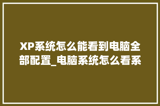 XP系统怎么能看到电脑全部配置_电脑系统怎么看系统配置参数