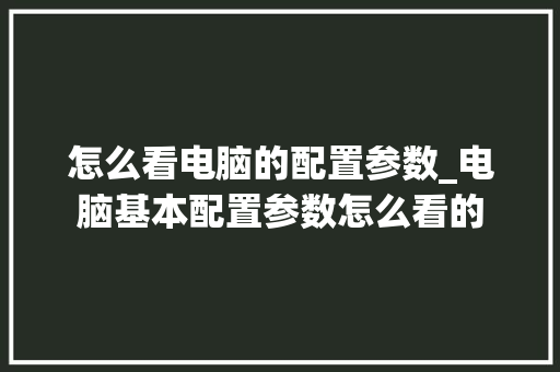 怎么看电脑的配置参数_电脑基本配置参数怎么看的 编程语言