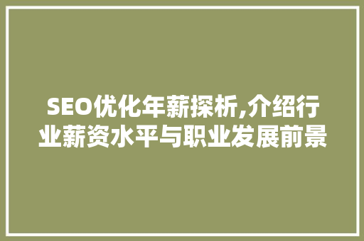 SEO优化年薪探析,介绍行业薪资水平与职业发展前景