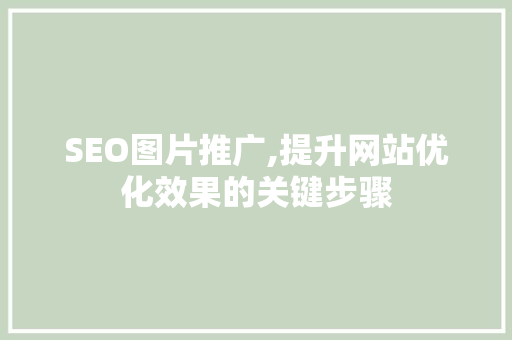 SEO图片推广,提升网站优化效果的关键步骤