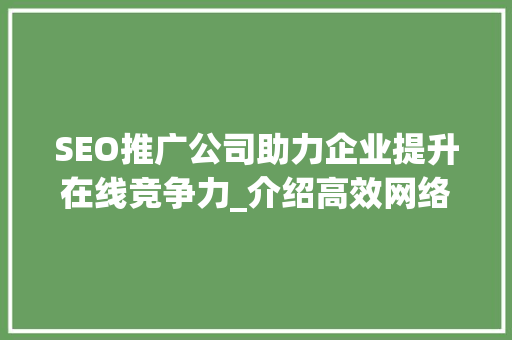 SEO推广公司助力企业提升在线竞争力_介绍高效网络营销步骤