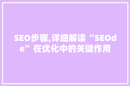 SEO步骤,详细解读“SEOde”在优化中的关键作用