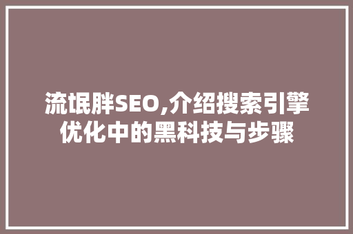 流氓胖SEO,介绍搜索引擎优化中的黑科技与步骤 网络技术