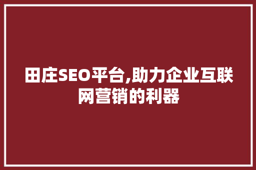 田庄SEO平台,助力企业互联网营销的利器