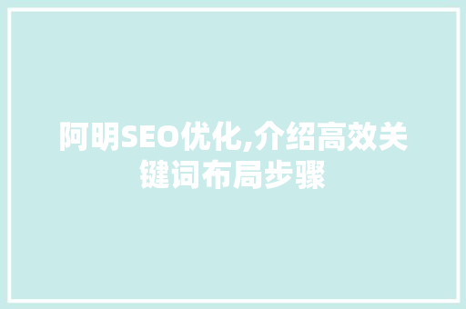 阿明SEO优化,介绍高效关键词布局步骤