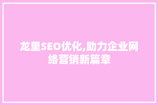 龙里SEO优化,助力企业网络营销新篇章