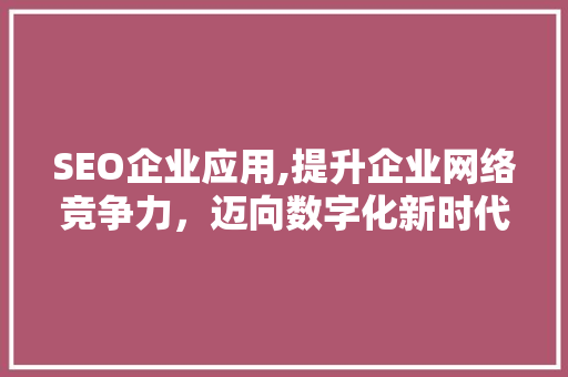 SEO企业应用,提升企业网络竞争力，迈向数字化新时代