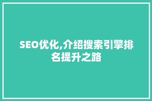 SEO优化,介绍搜索引擎排名提升之路
