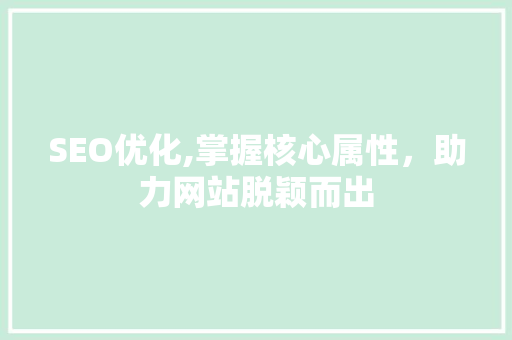 SEO优化,掌握核心属性，助力网站脱颖而出