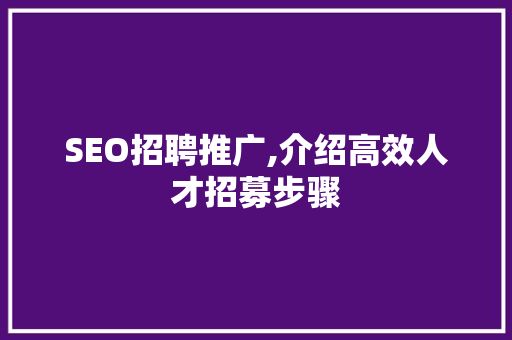 SEO招聘推广,介绍高效人才招募步骤