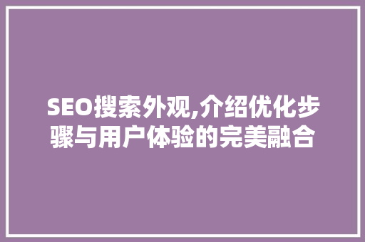 SEO搜索外观,介绍优化步骤与用户体验的完美融合