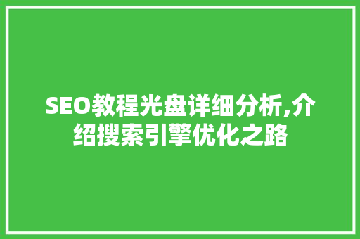 SEO教程光盘详细分析,介绍搜索引擎优化之路