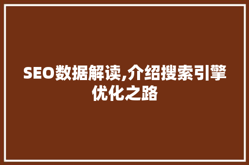 SEO数据解读,介绍搜索引擎优化之路