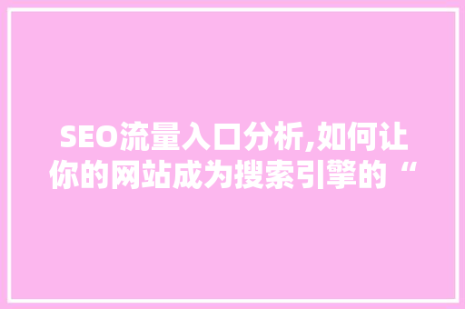 SEO流量入口分析,如何让你的网站成为搜索引擎的“宠儿” SEO流量入口分析,如何让你的网站成为搜索引擎的“宠儿”