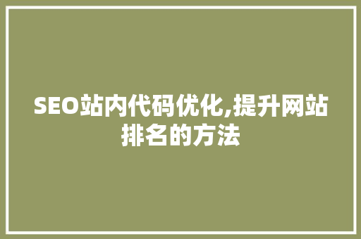 SEO站内代码优化,提升网站排名的方法