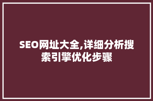 SEO网址大全,详细分析搜索引擎优化步骤