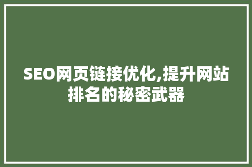 SEO网页链接优化,提升网站排名的秘密武器 SEO网页链接优化,提升网站排名的秘密武器