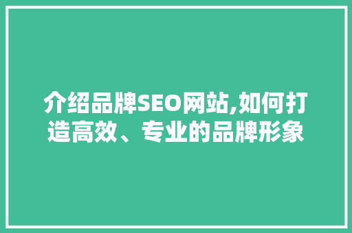 介绍品牌SEO网站,如何打造高效、专业的品牌形象 介绍品牌SEO网站,如何打造高效、专业的品牌形象