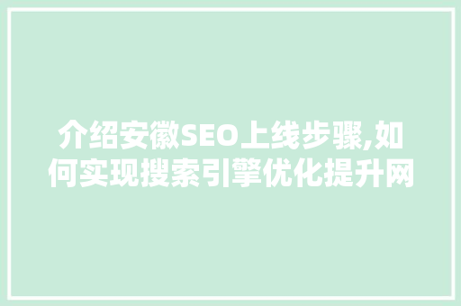 介绍安徽SEO上线步骤,如何实现搜索引擎优化提升网站排名
