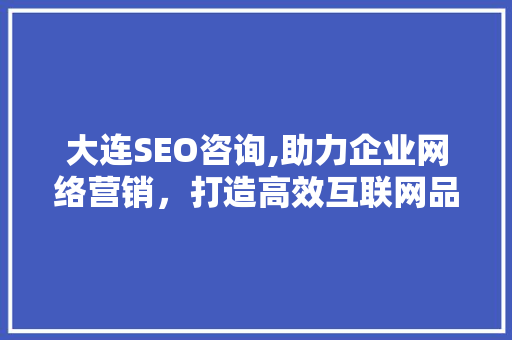 大连SEO咨询,助力企业网络营销，打造高效互联网品牌形象