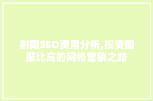 射阳SEO费用分析,投资回报比高的网络营销之路 电脑基础