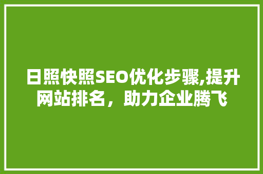 日照快照SEO优化步骤,提升网站排名，助力企业腾飞