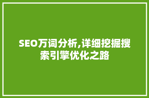 SEO万词分析,详细挖掘搜索引擎优化之路