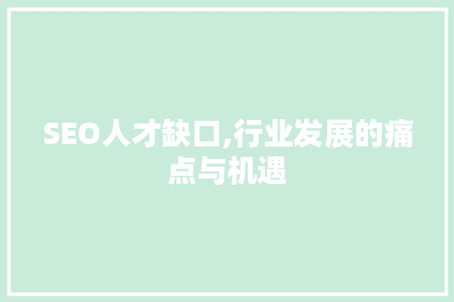 SEO人才缺口,行业发展的痛点与机遇 电脑配置