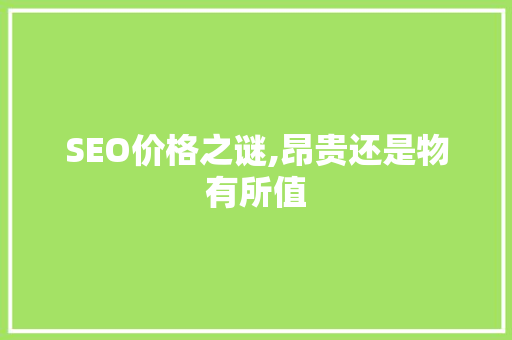 SEO价格之谜,昂贵还是物有所值