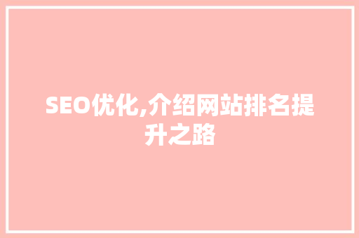 SEO优化,介绍网站排名提升之路