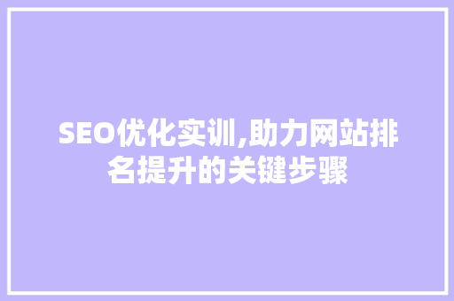 SEO优化实训,助力网站排名提升的关键步骤