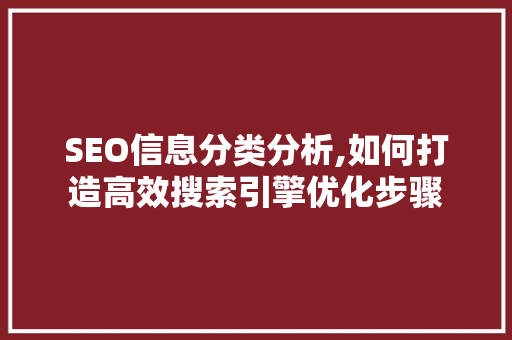 SEO信息分类分析,如何打造高效搜索引擎优化步骤