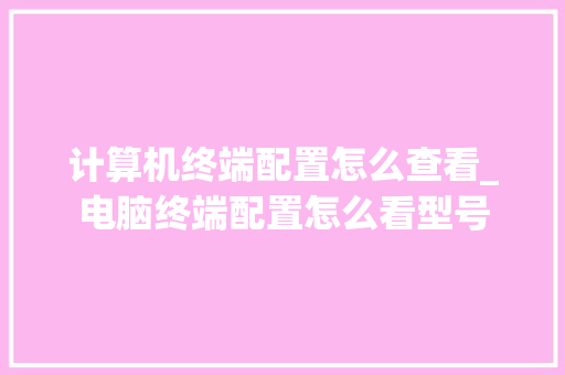 计算机终端配置怎么查看_电脑终端配置怎么看型号 计算机终端配置怎么查看_电脑终端配置怎么看型号