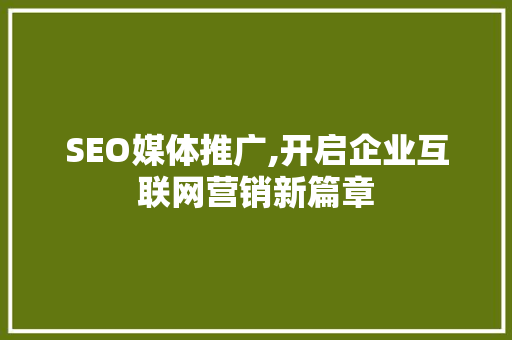 SEO媒体推广,开启企业互联网营销新篇章