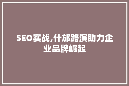 SEO实战,什邡路演助力企业品牌崛起