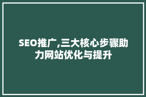 SEO推广,三大核心步骤助力网站优化与提升