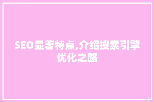 SEO显著特点,介绍搜索引擎优化之路