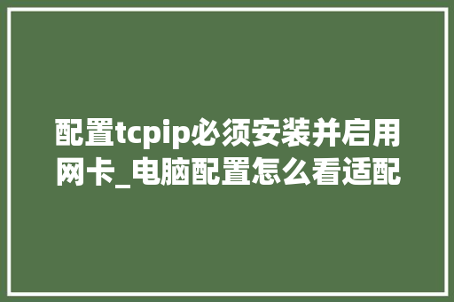 配置tcpip必须安装并启用网卡_电脑配置怎么看适配器