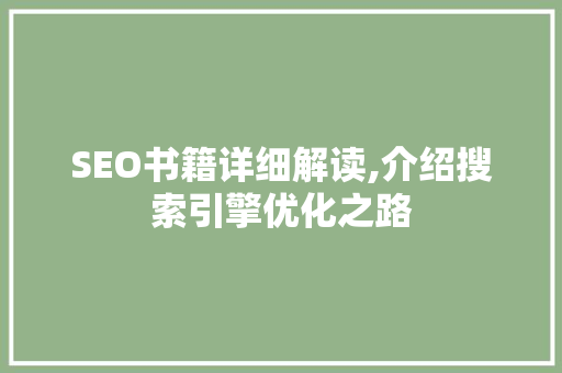 SEO书籍详细解读,介绍搜索引擎优化之路