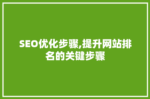 SEO优化步骤,提升网站排名的关键步骤