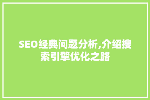 SEO经典问题分析,介绍搜索引擎优化之路 电脑故障维修