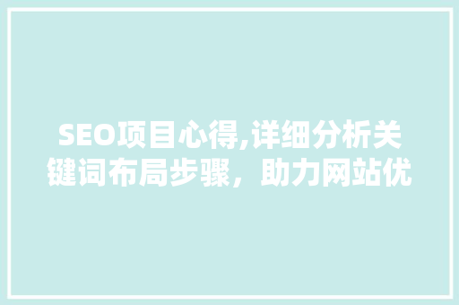 SEO项目心得,详细分析关键词布局步骤，助力网站优化