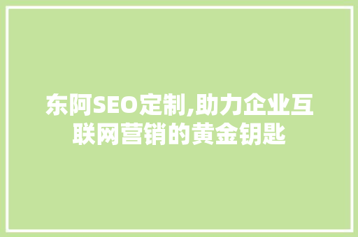东阿SEO定制,助力企业互联网营销的黄金钥匙