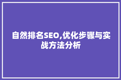 自然排名SEO,优化步骤与实战方法分析